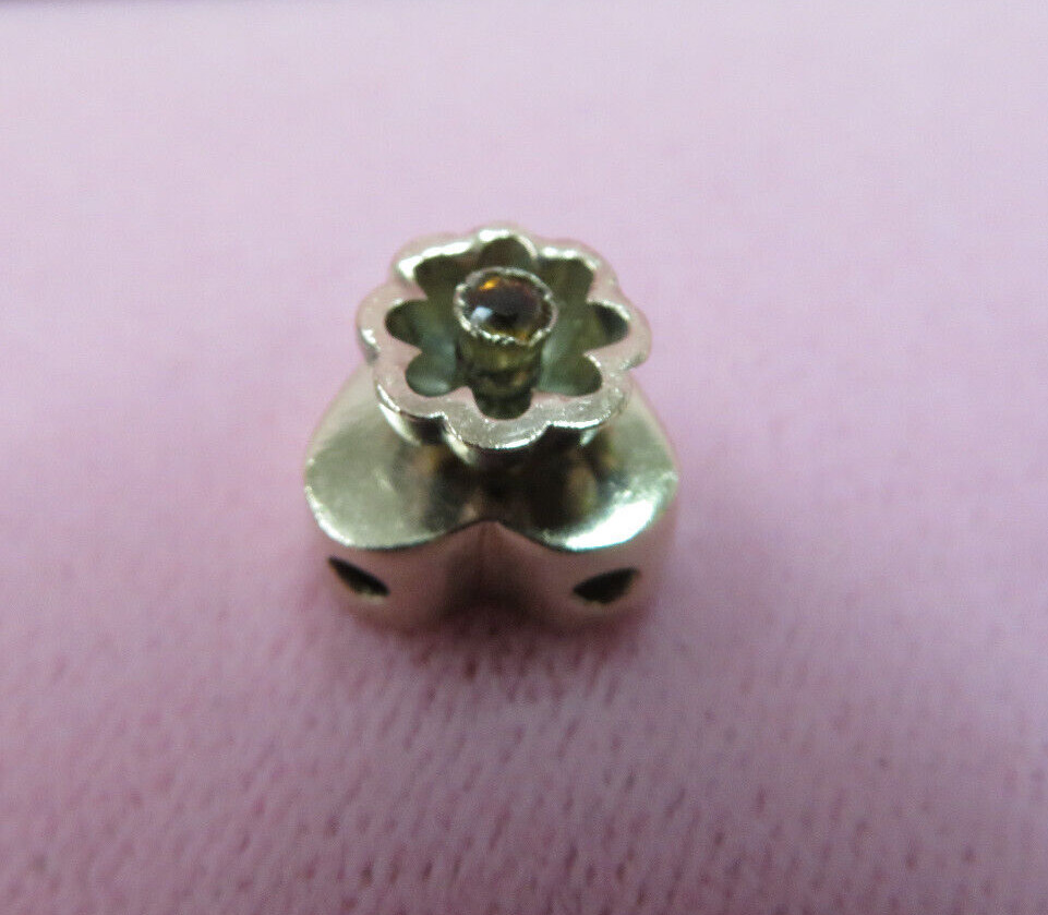 14K Solid Y. Gold Citrine Slide Charm for Bracelet 1.86 Grams