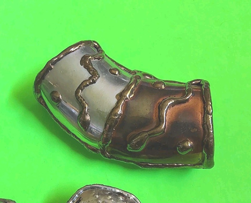 Vintage CUFF BRACELET, EARRINGS & SCARF SLIDE Set in Copper & Silver Tone