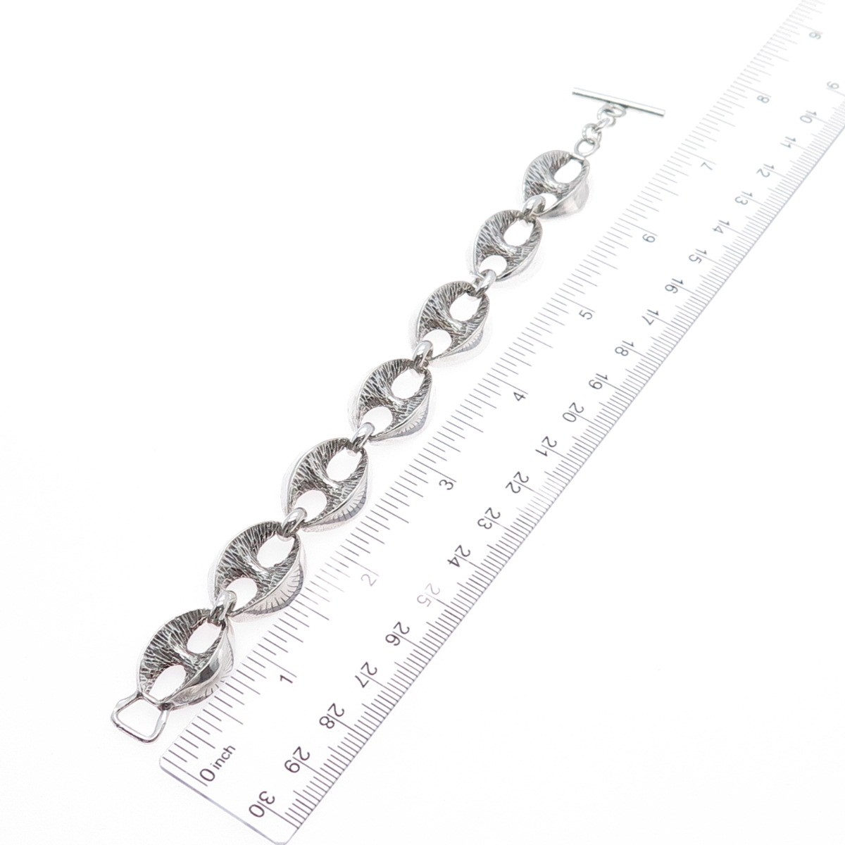800 Silver Vintage Italy Anchor Mariner Link Oxidized Bracelet 6.75″