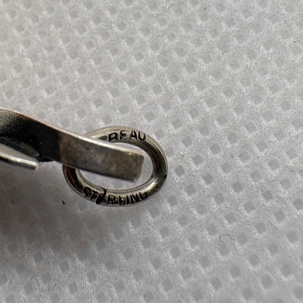 Vintage Beau Sterling Silver Cat Charm Mid Century Modern Stylized Feline 1.53g