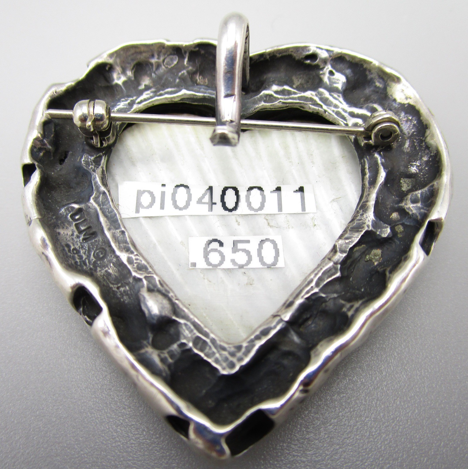UNUSUAL DIAN MALOUF STERLING SILVER TURQUOISE MOSAIC HEART BROOCH PIN PENDANT 