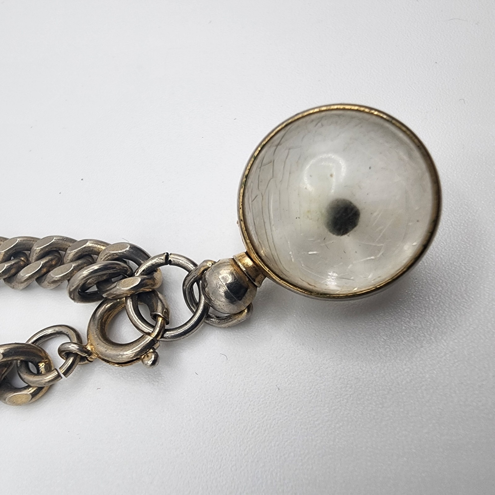 Vintage Mustard Seed Bracelet Silver Tone Chain Germany Lucite Encased Art Glass