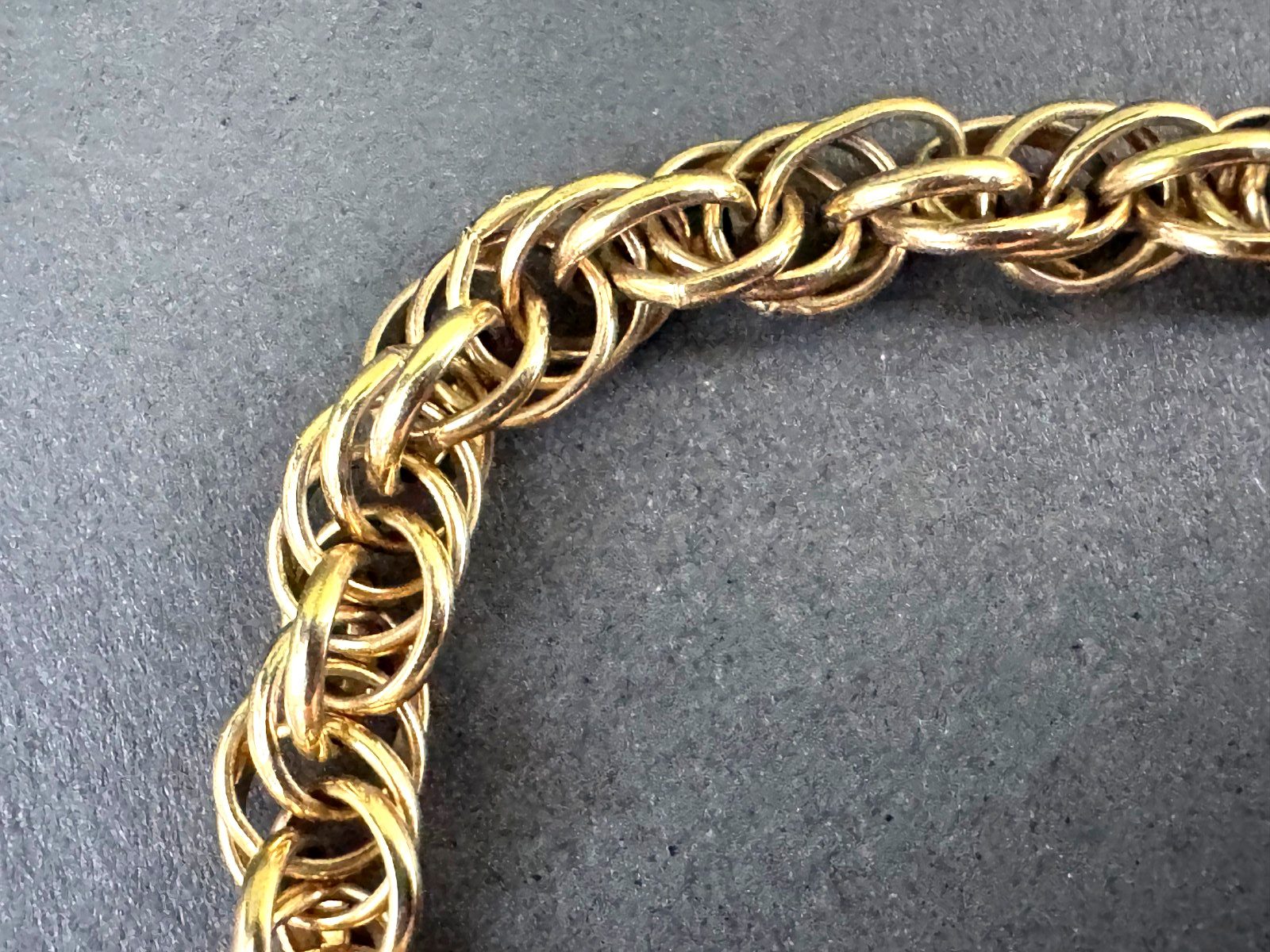 VTG Signed 1/20 12K Yellow Gold Filled Twisted Rope Chain Bracelet MCM 7 1/4”