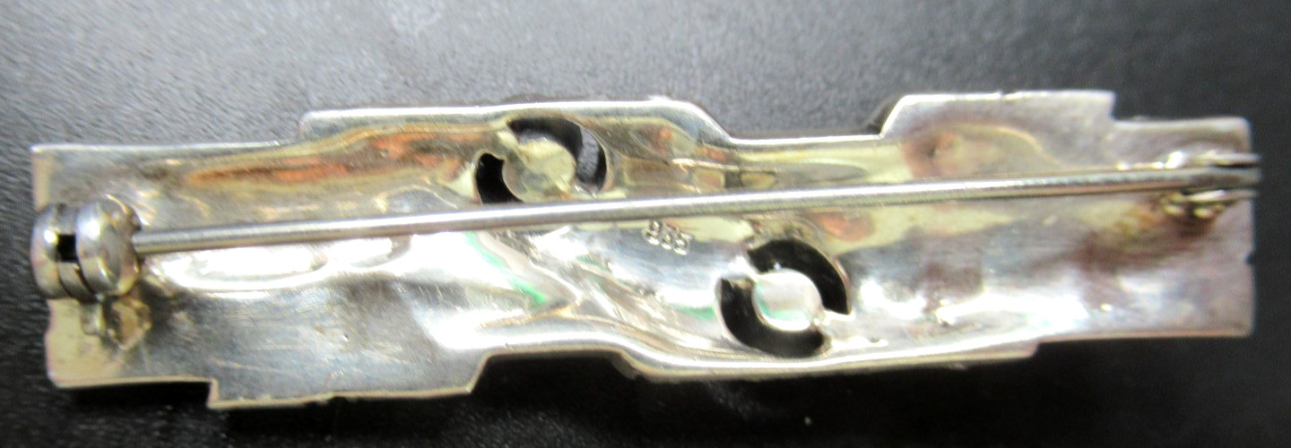 Sterling Silver 925 Genuine Marcasite & Red Coral Vintage Pin Brooch