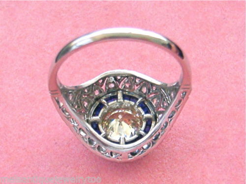 1.65Ct White Round Bezel CZ Art Deco Engagement Ring In 925 Sterling Silver