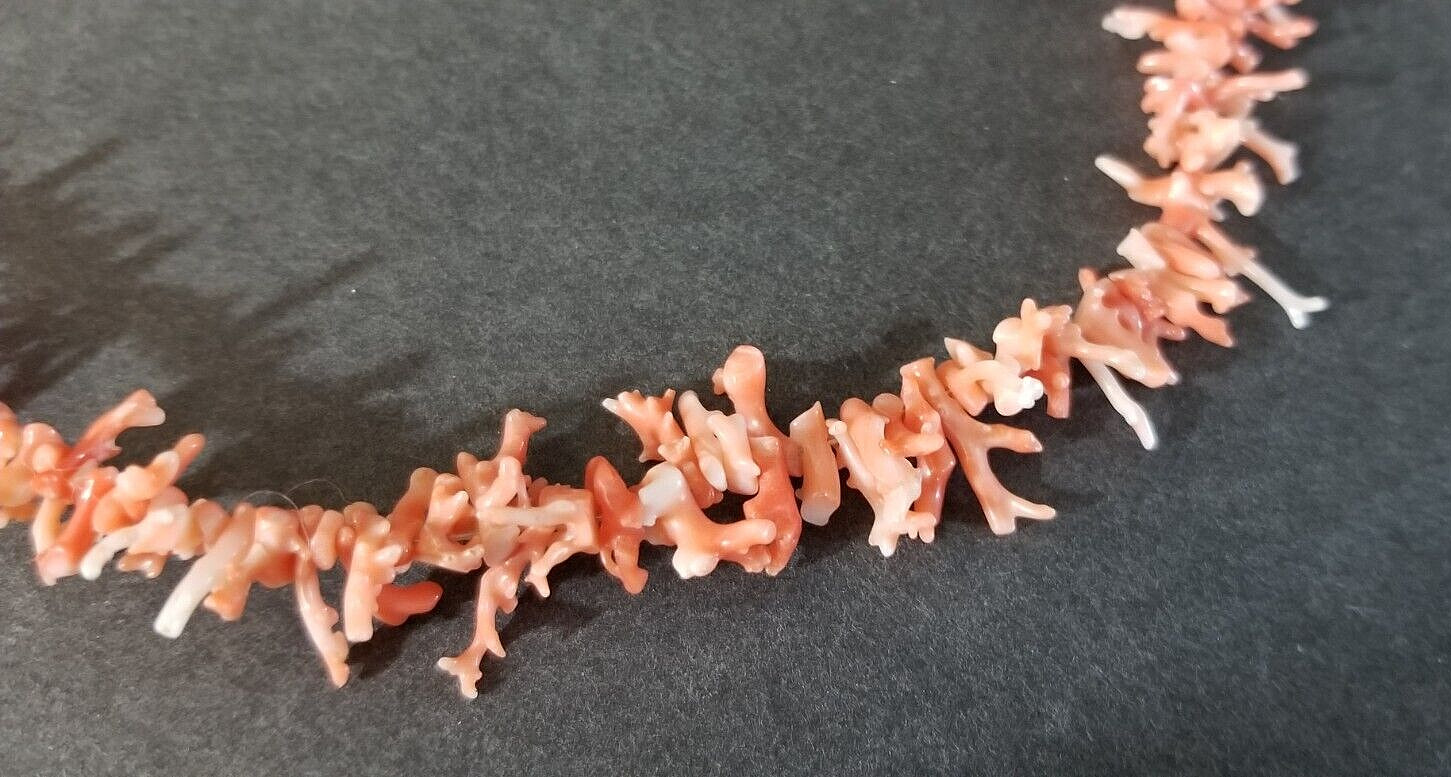 Vintage Branch CORAL Natural Graduated Pink/Salmon Color Necklace 19″Long