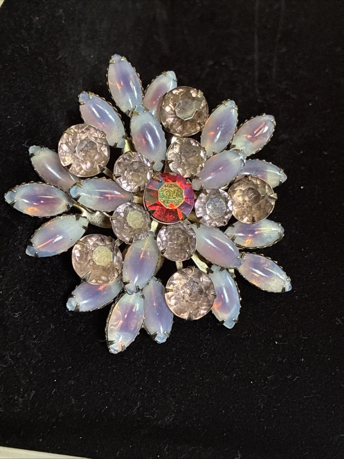 Pink And Light Blue / Purple Aurora Borealis Vintage Brooch Pin