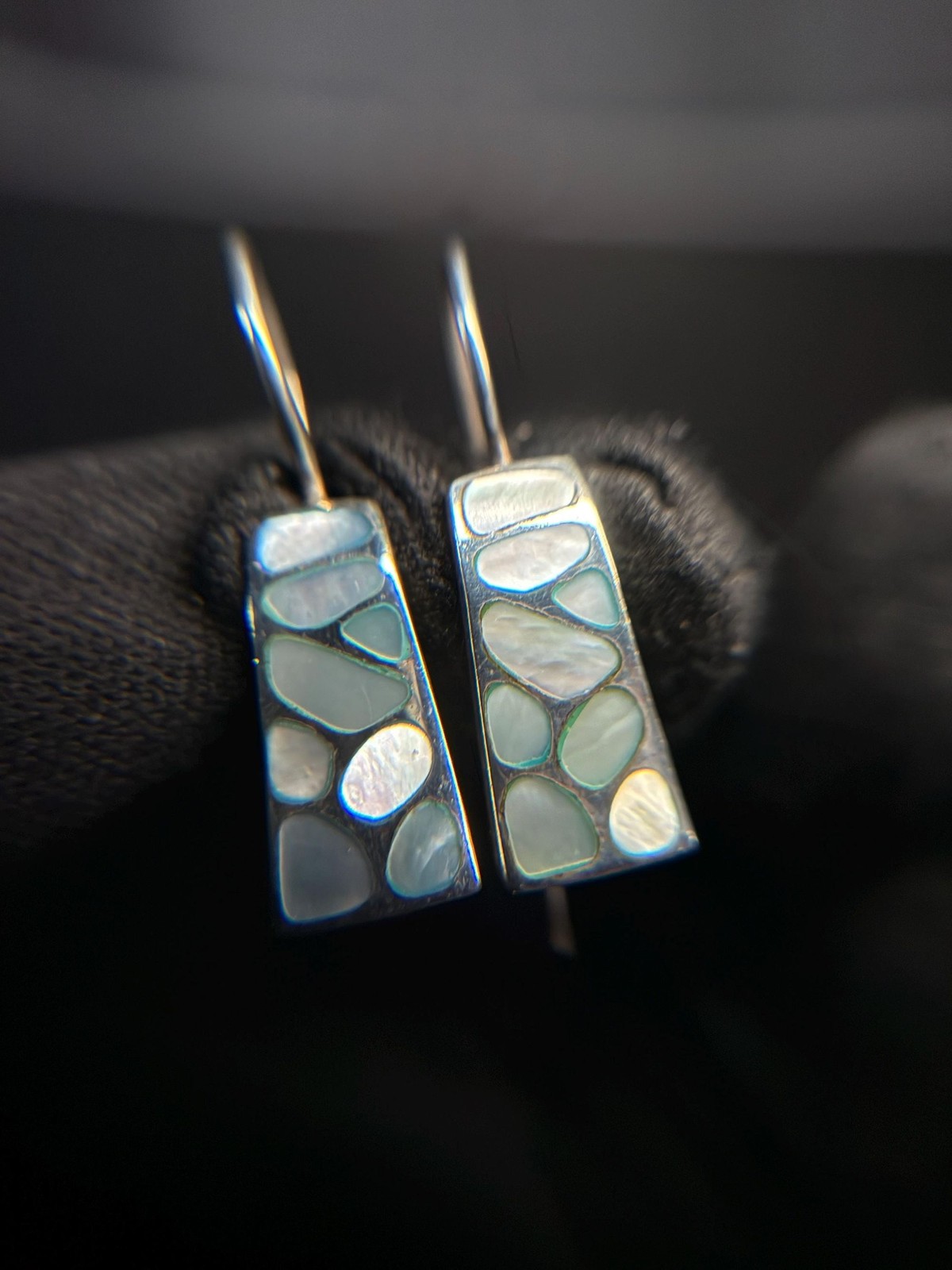 Sterling Silver Mother of Pearl Shell Drop Earrings