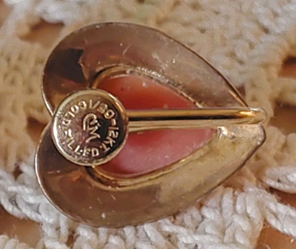 Vintage CM 12Kt GOLD Filled 1/120 Heart Shape CAMEO Screwback Earrings