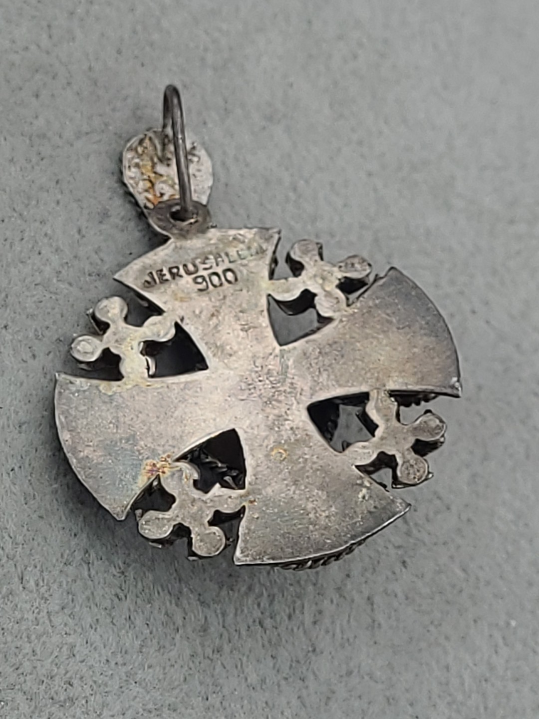Vintage Antique 900 Silver Jerusalem Cross Pendant
