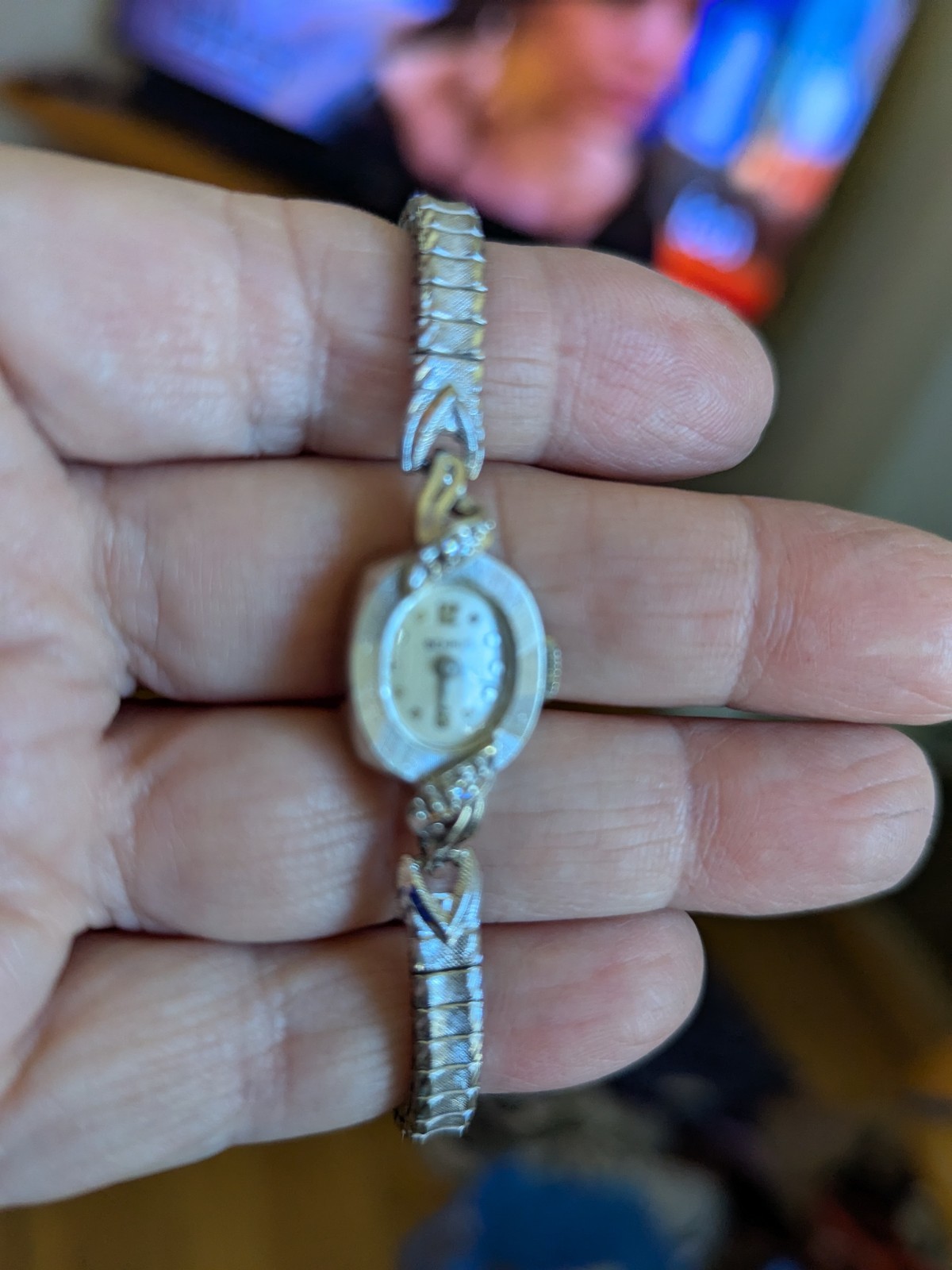 Vintage Benrus Women’s Watch 14 Kt white Gold W/2 Diamonds Manual Wind. Works