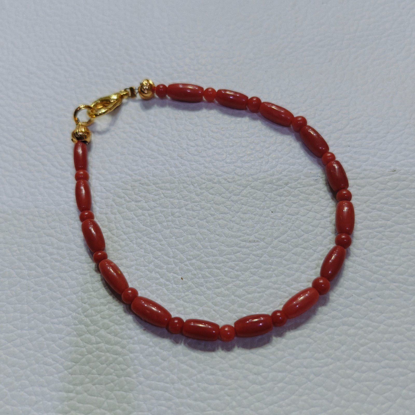 Genuine Natural Red Coral Bracelet Italy Coral Beads Handmade Gemstone Bracelet