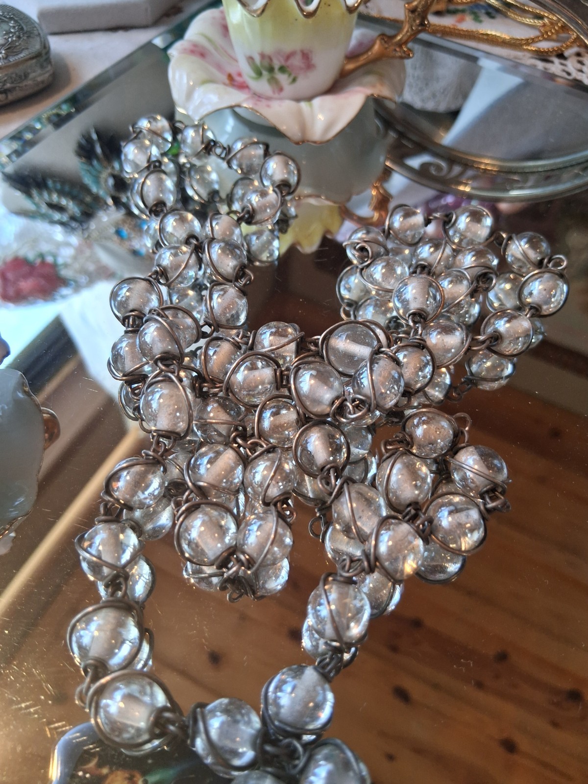 VIntage Pools of Light Necklace 22 Inches, Wire Wrapped GORGEOUS