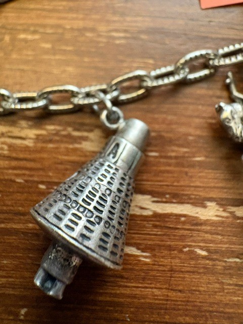 Collection 8 Vintage Sterling Siver Charms on Silver Chain 22″ long