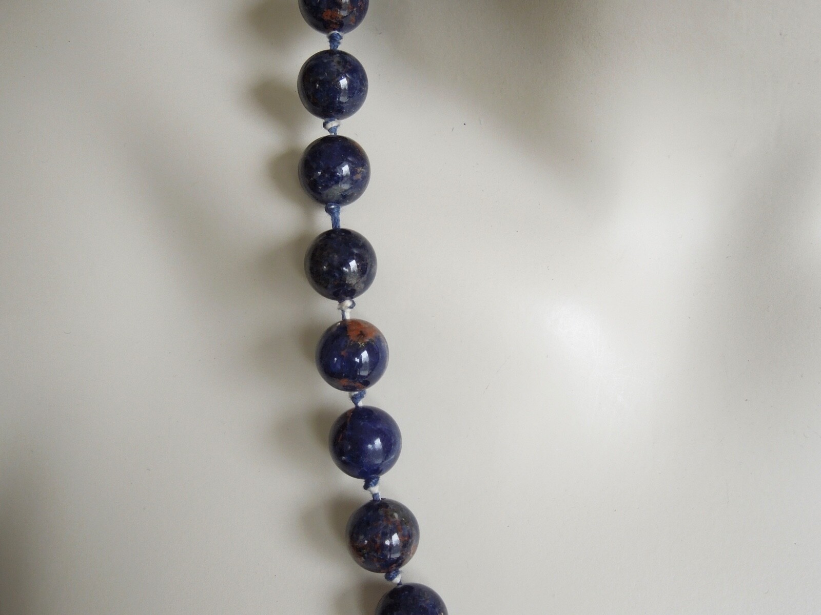 Massive Sodalite Jasper Ball Chain Individual Knotted 3.3oz/25 13/16in / Ø 0 1/