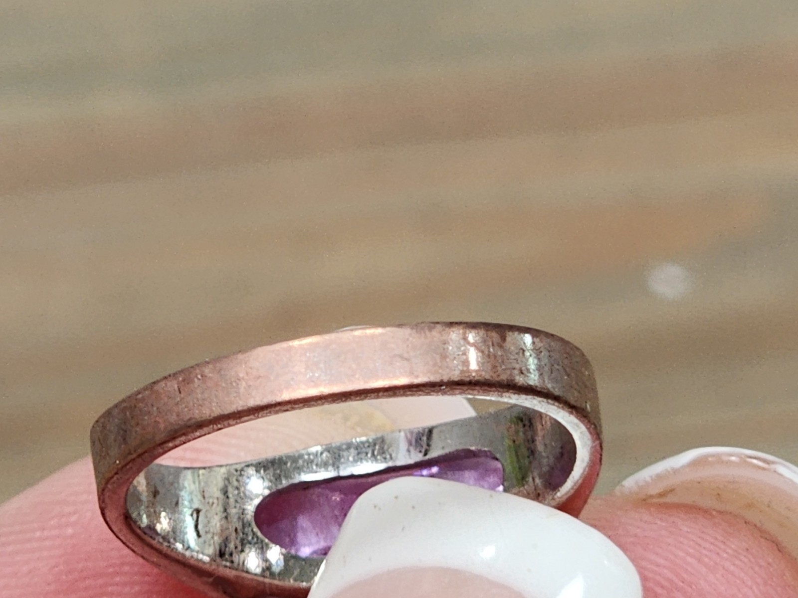 Purple Ring Faceted Gem Stone Statement Prong Size 7