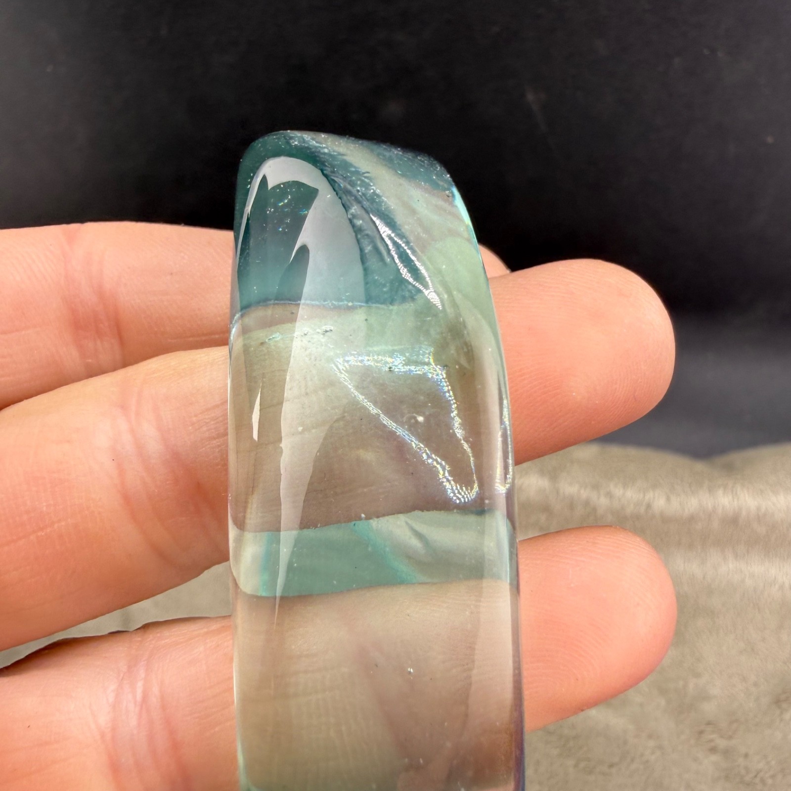 Vintage Aqua Acrylic Bangle Bracelet 8.5”