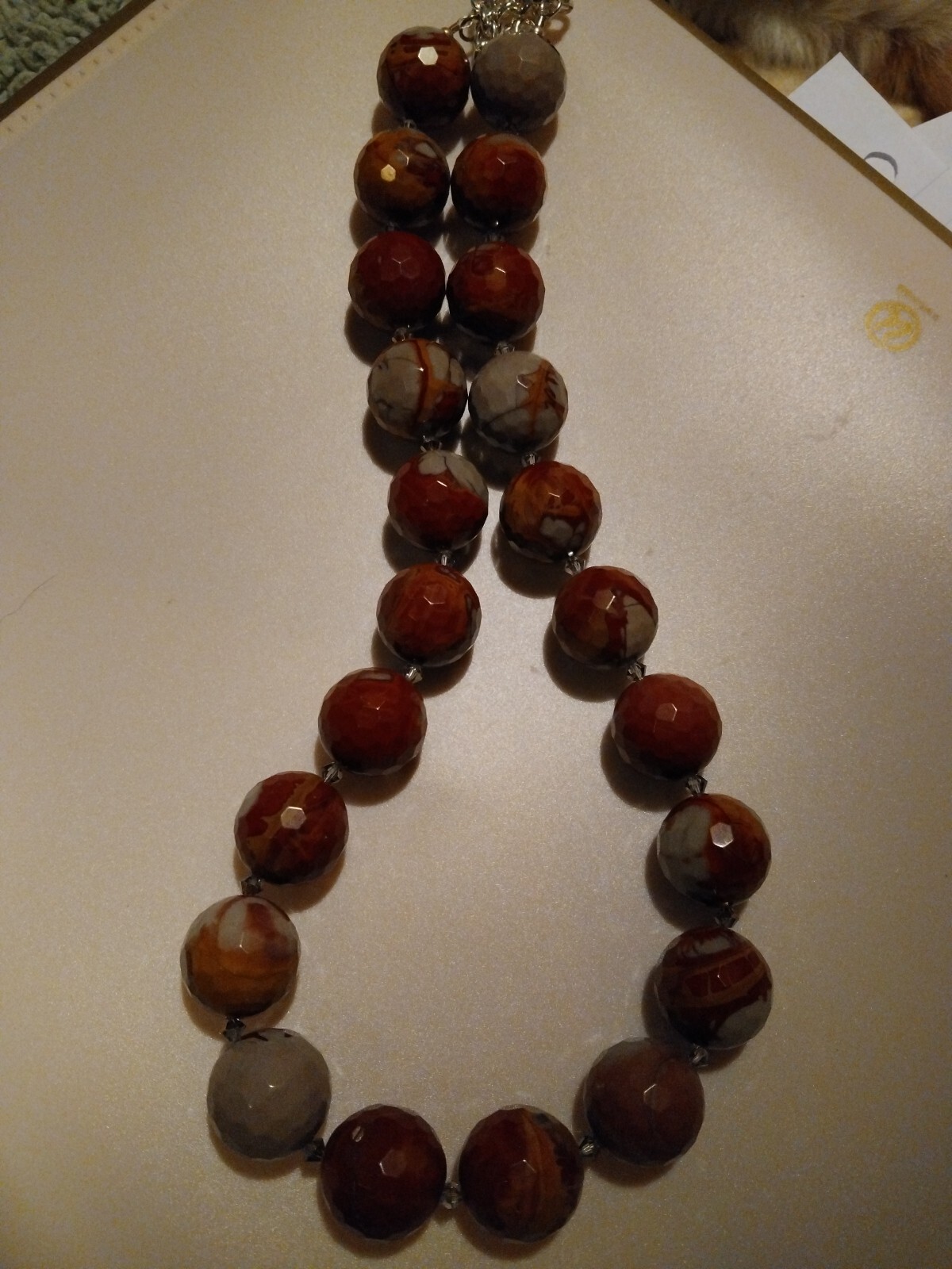 Natural Polychrome Jasper Polished Faceted Necklace Statement Heavy Pretty