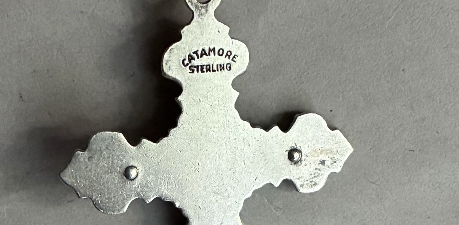 VINTAGE STERLING SILVER CATAMORE CRYSTAL ROSARY BEADS CROSS CRUCIFIX