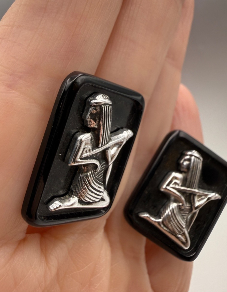 Vintage West Germany clip on earrings Art Deco Revival 1960s MCM 1960s