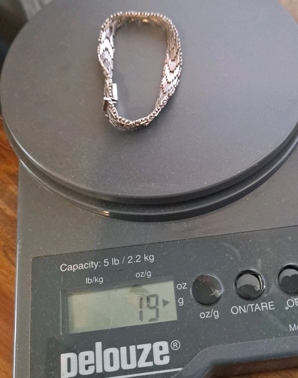 Vintage Taxco Mexico TJ-19 Sterling Silver Riccio Mesh Bracelet 7.5″ 19 Grams
