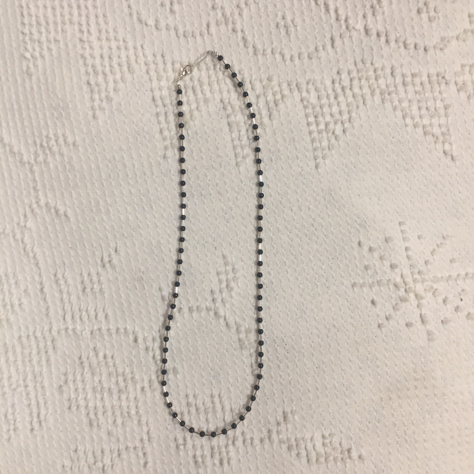 Napier Matinee Necklace Small Black Beads with Silver Tone 1990’s Vintage 23″