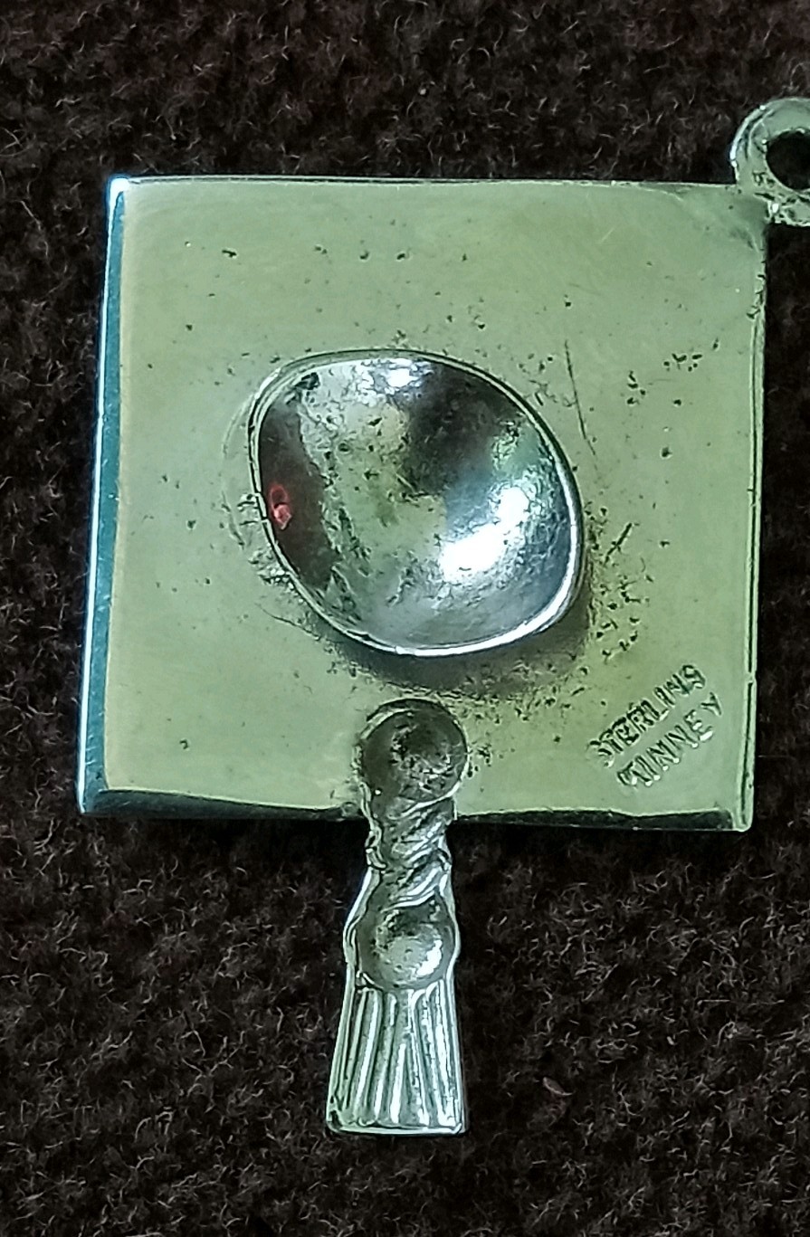 925 Sterling Silver Graduation Cap Charm Pendent Green S