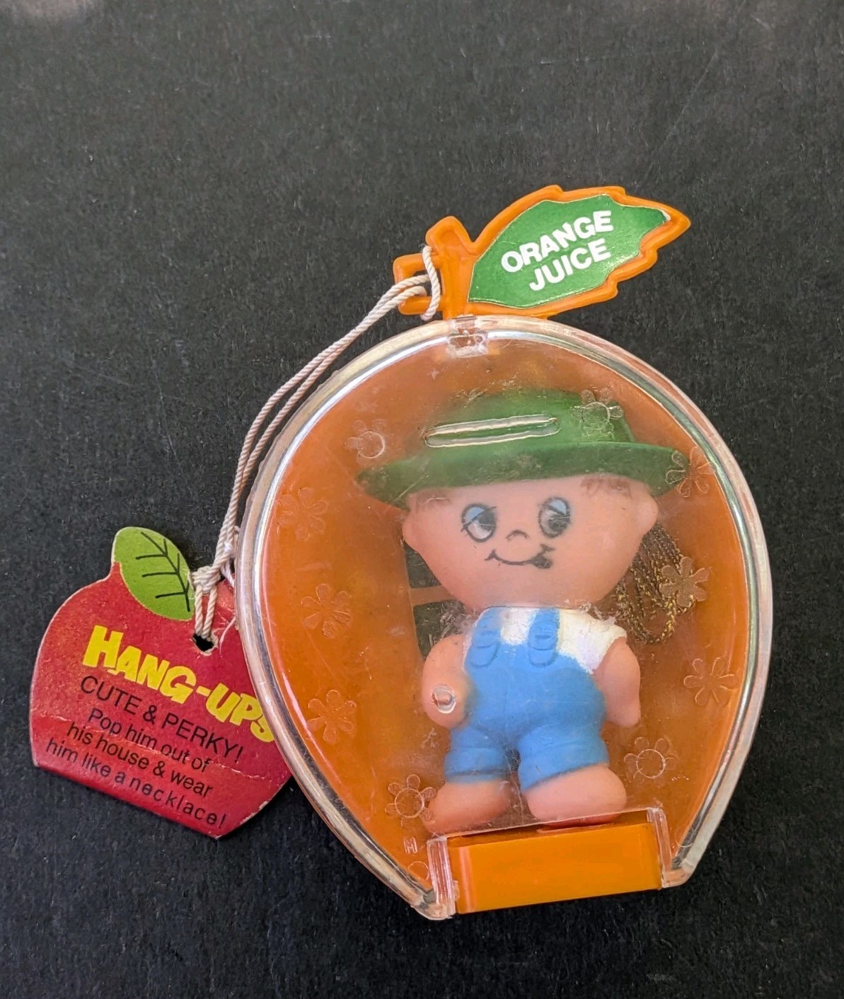 Vintage Fun World Hang Ups ORANGE JUICE Locket Boy Pendant Necklace