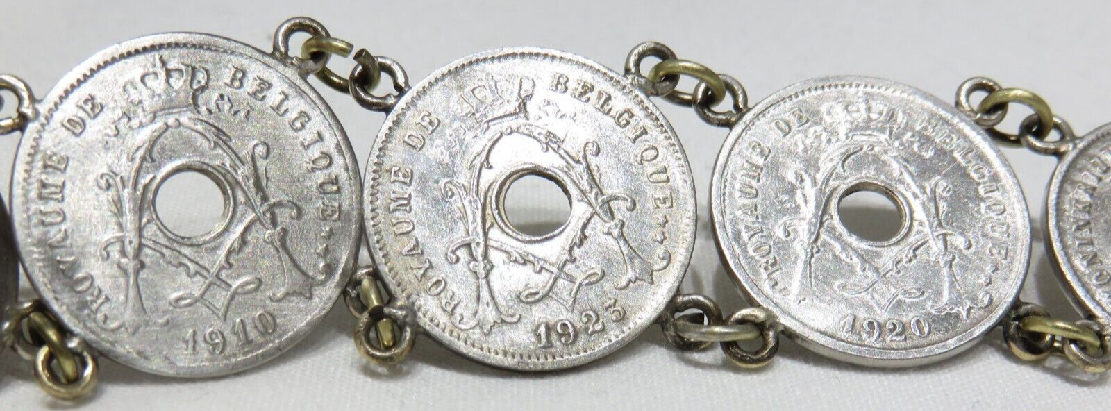 Antique 5 Centimes 1900’s Belgium Coin Chain Link Bracelet Lot 2301 lisasfinds