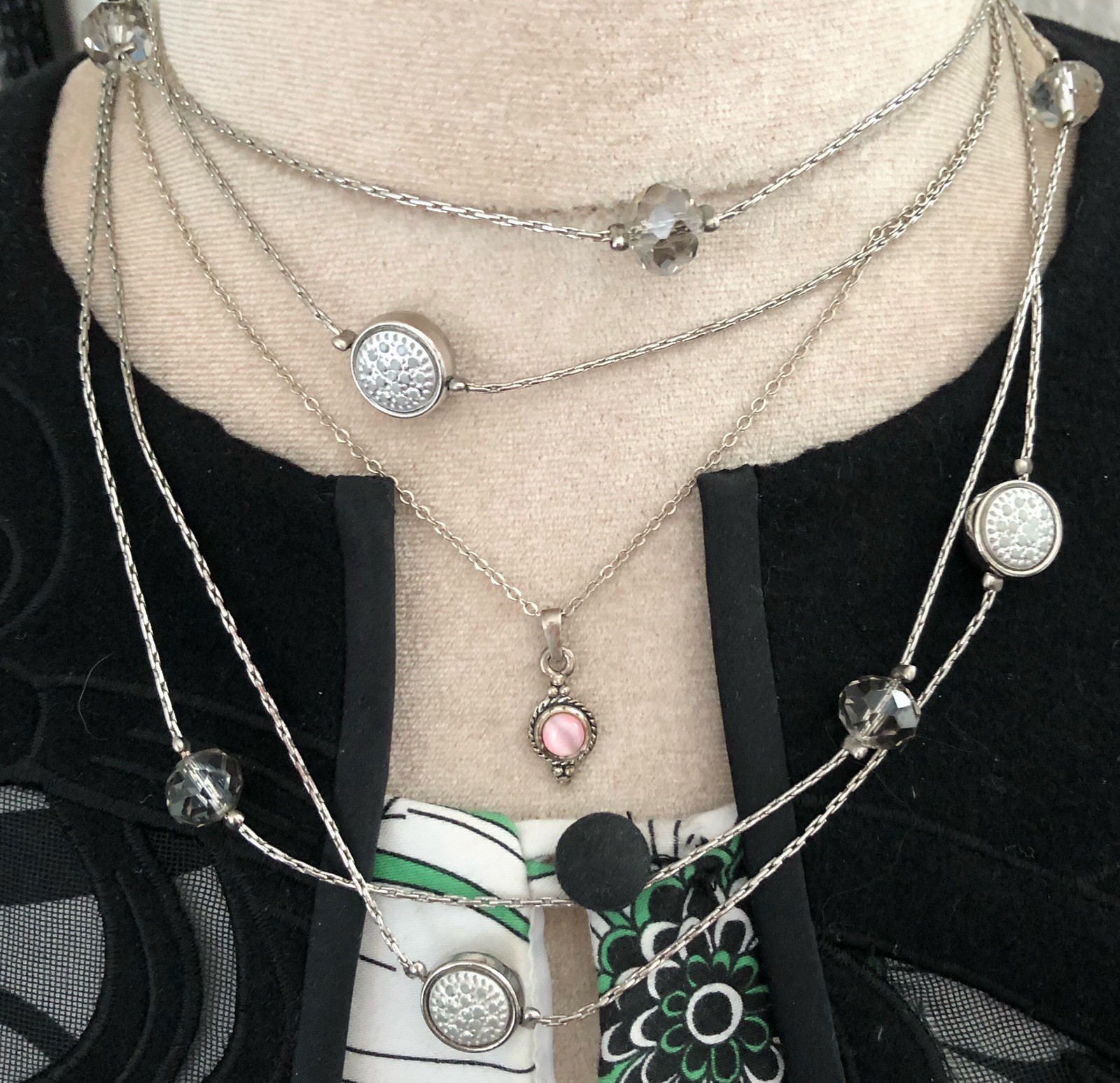 Layered Station Pendant Necklace Pink Tiger’s Eye Southwestern Style Jewelry