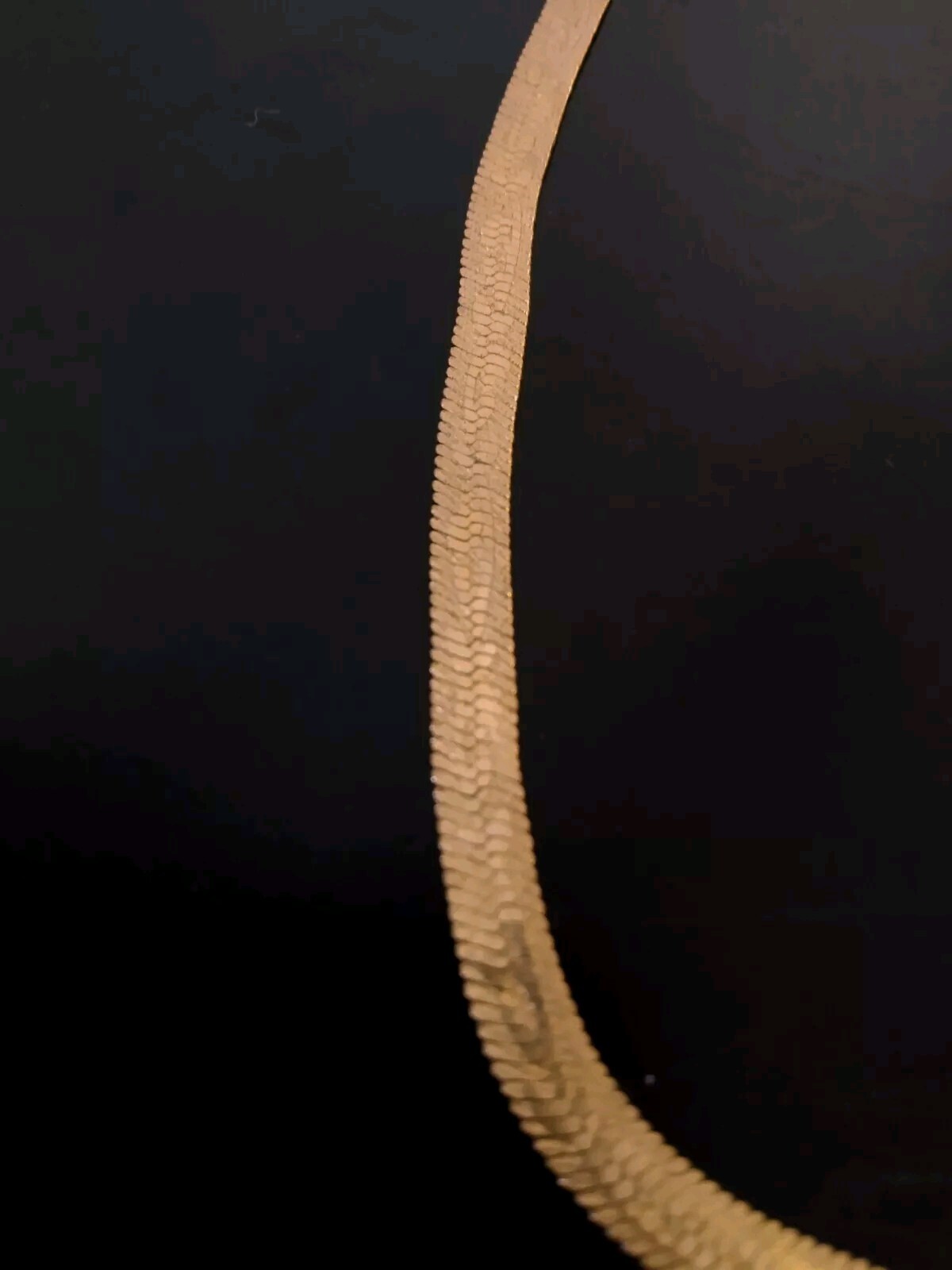 Vintage Faux Gold Herringbone Chain Necklace with Vine Print 18 in x 1/4 in