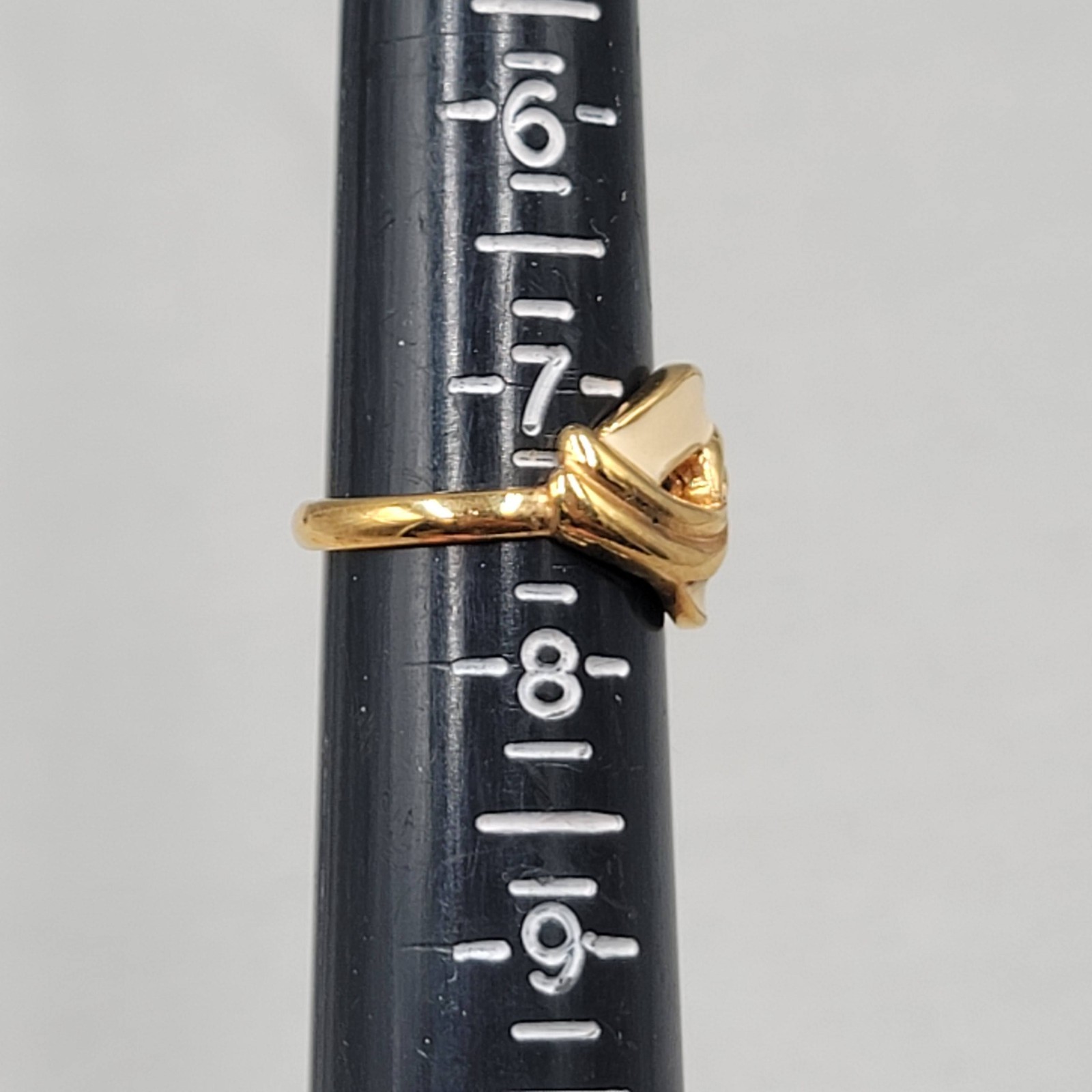 Vintage Ivory Enamel Ring Gold Plated Size 7.5 Unknown Signature