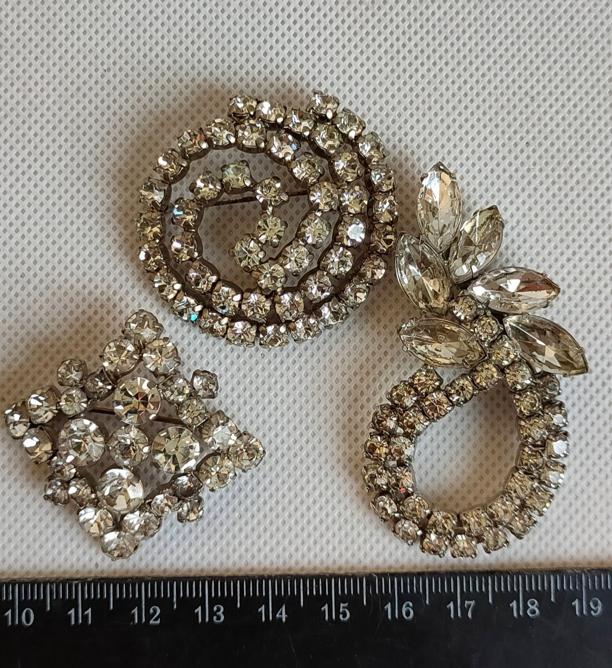 Vintage set of Soviet Czechoslovakian brooches with stones, 3 pcs. USSR.