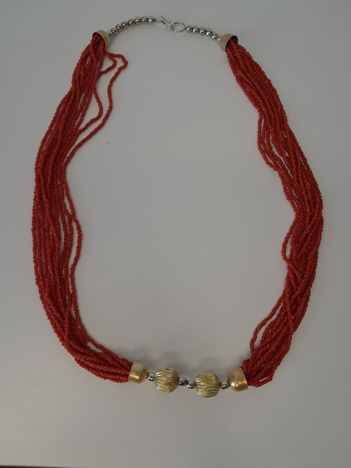 Boho Multi-Strand Red Coral Necklace Mediterranean Ethnic Style 40g