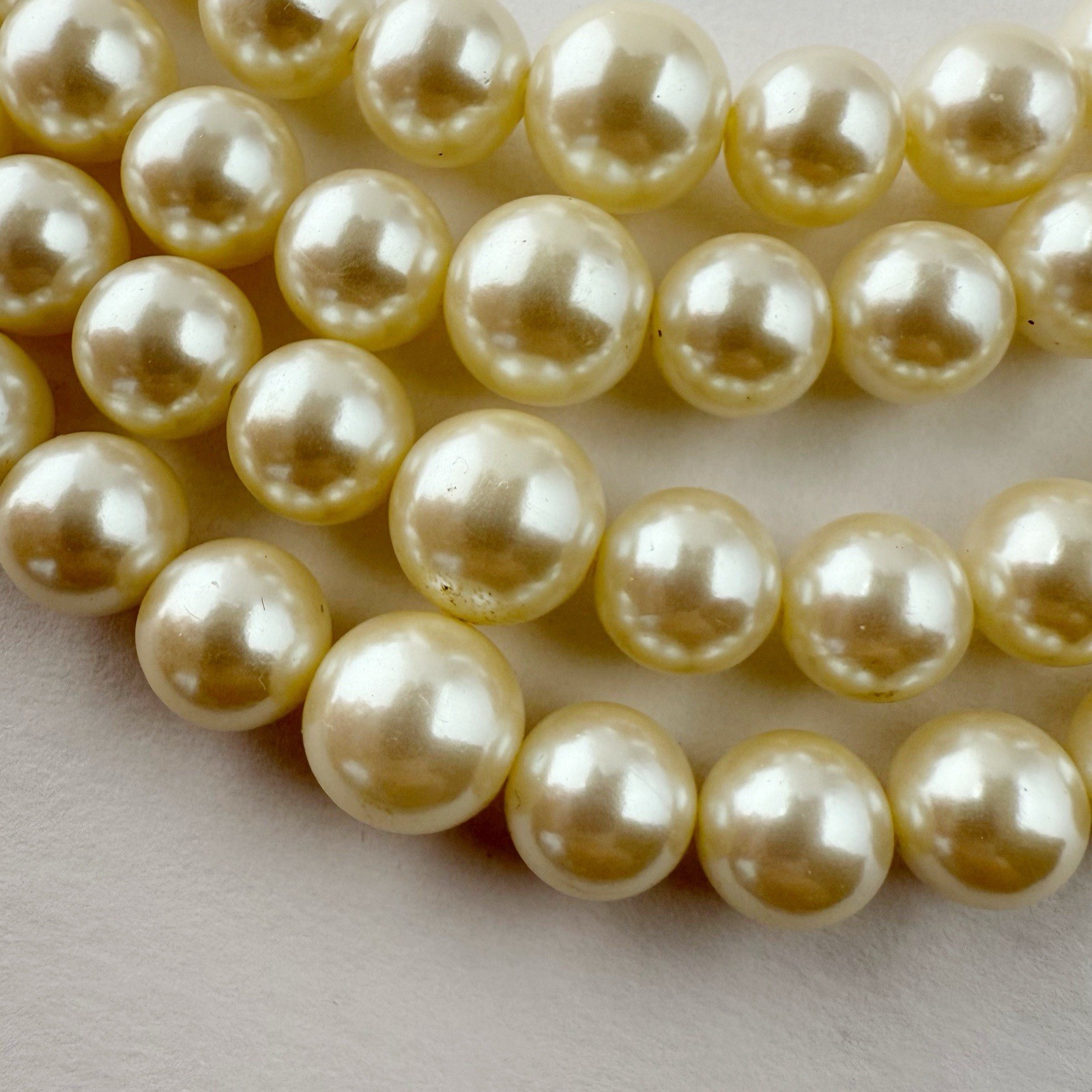 Vintage 4 Strand Faux Pearl Beaded Layered Hook Clasp Necklace