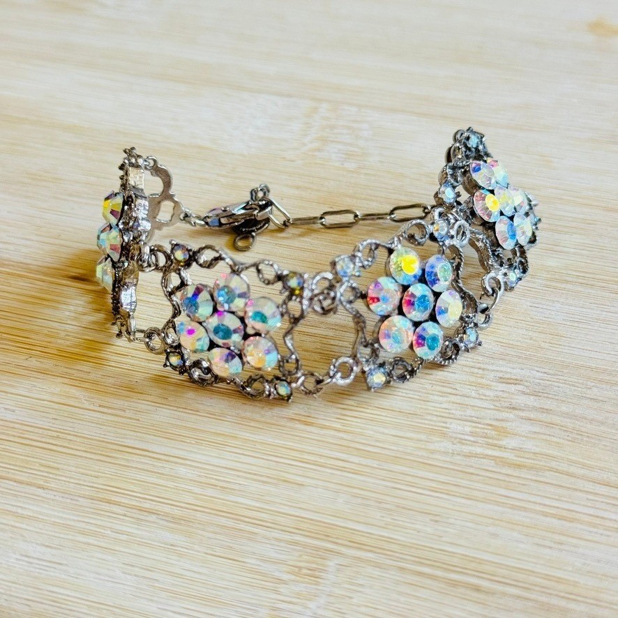 Marianna Jewelry Bracelet Aurora Borealis Austrian Crystal USA Chunky 90s Y2K