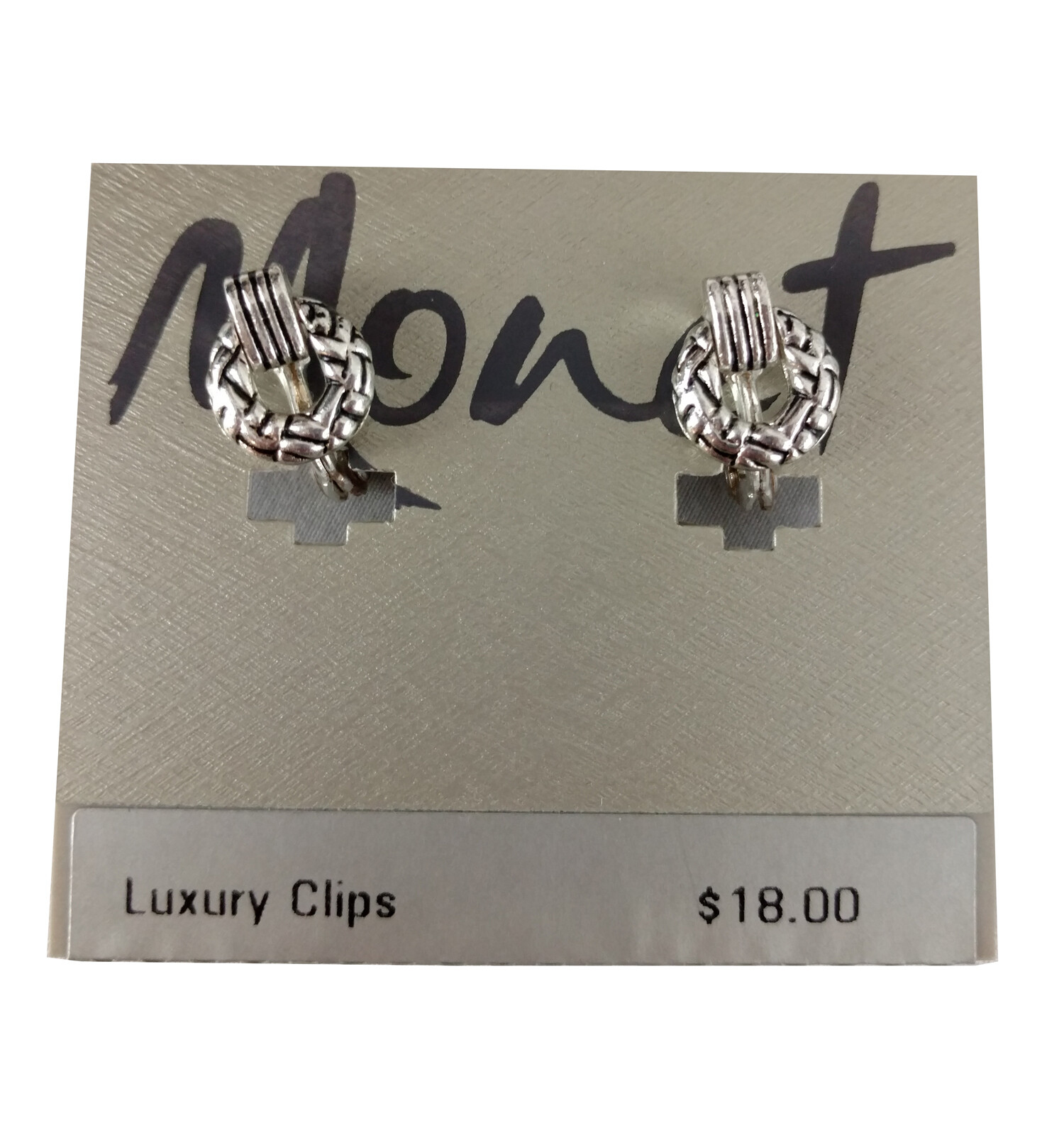 Vintage Monet Silver Tone Door Knocker Clip-On Earrings – 1/2 Inch