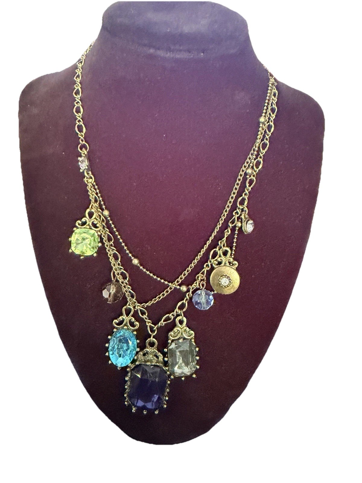 Vintage-style multi-strand charm necklace 16 Inches
