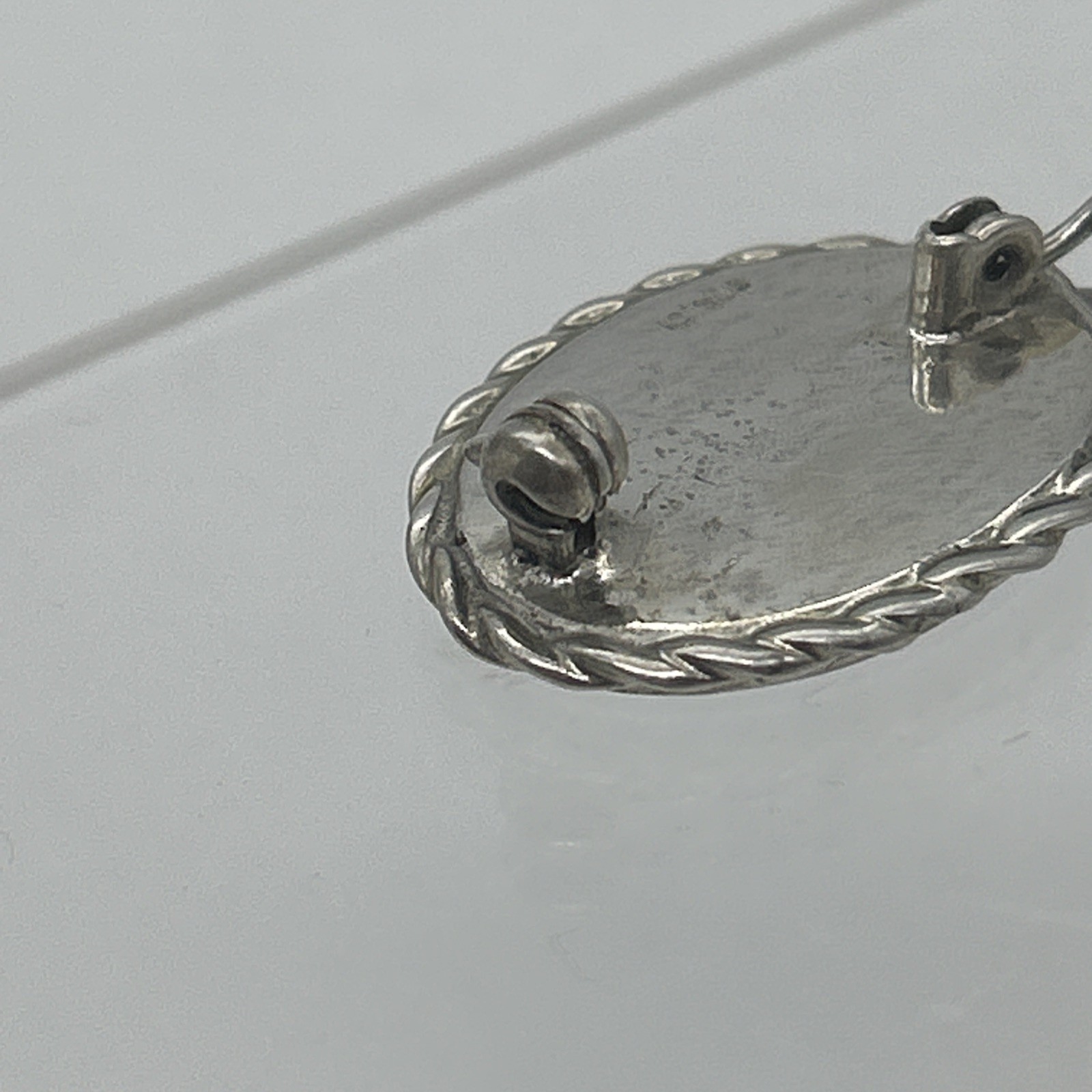 Vintage Paua Shell Sterling Silver Brooch 925 Oval Abalone Mother Of Pearl