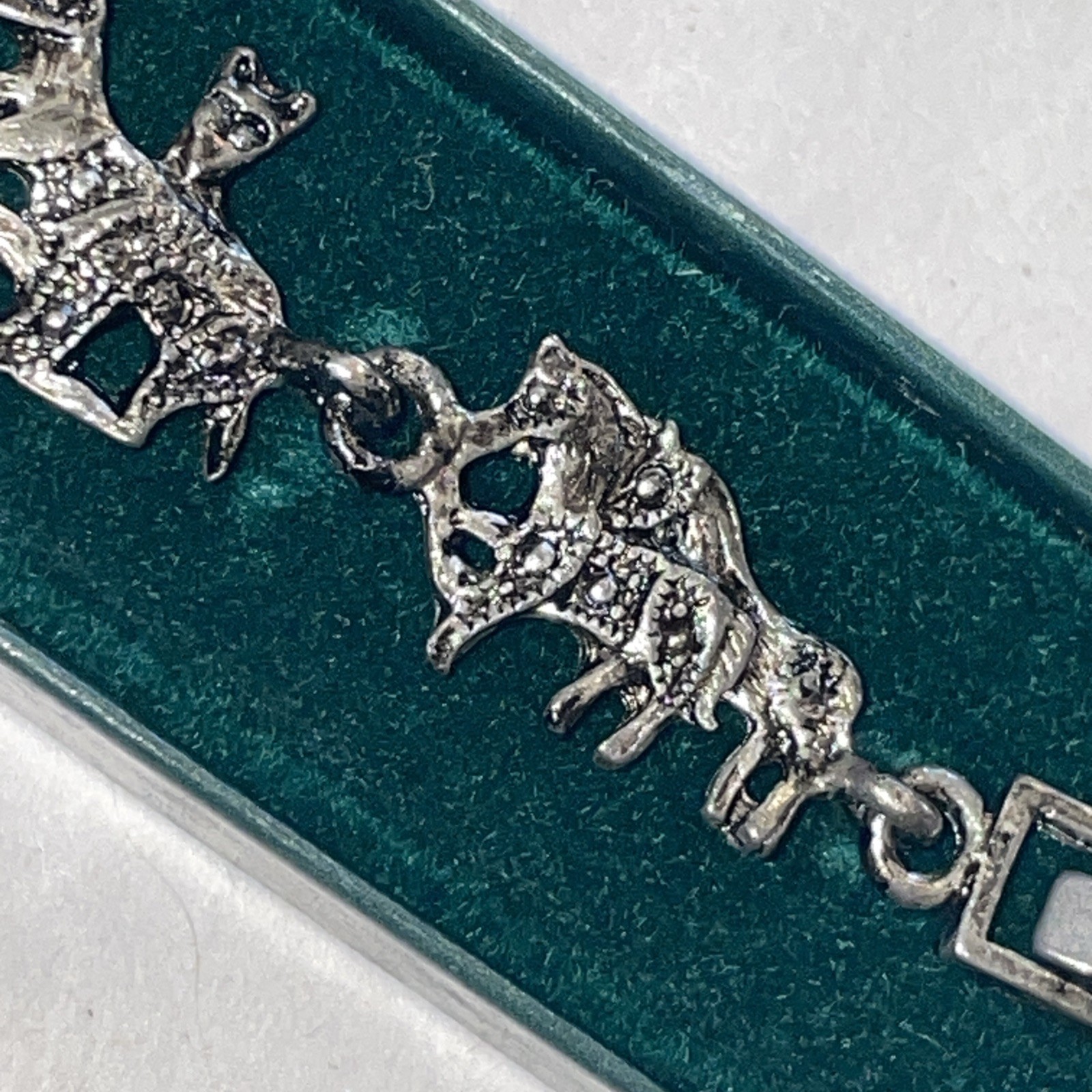Vintage Genuine Paua Shell Bible Story Noah’s Ark 7.25″ Bracelet Sterling Silver