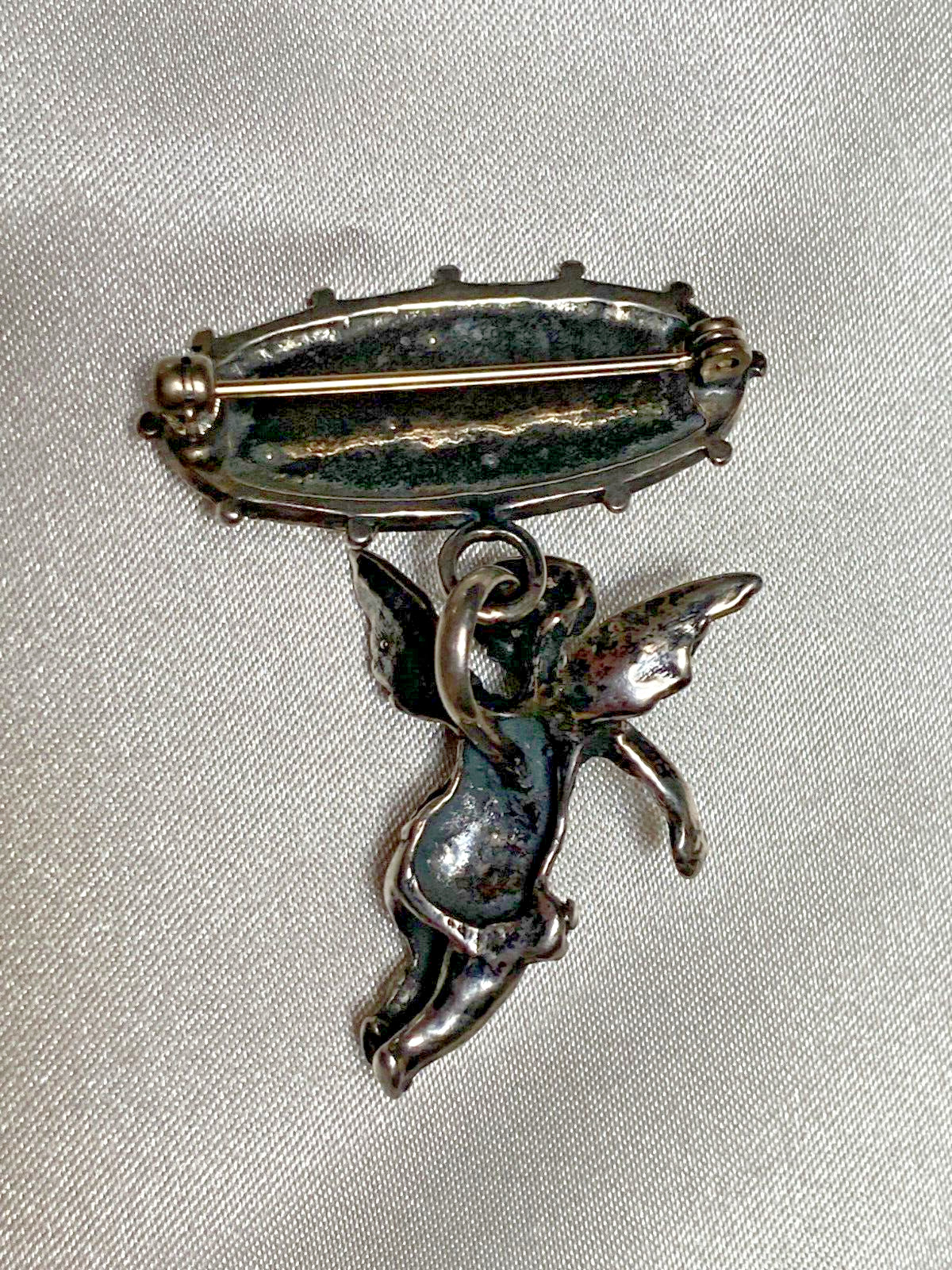 Exceptionally Rare T Foree Sterling Silver “BABY” Angel Cherub Victorian Brooch