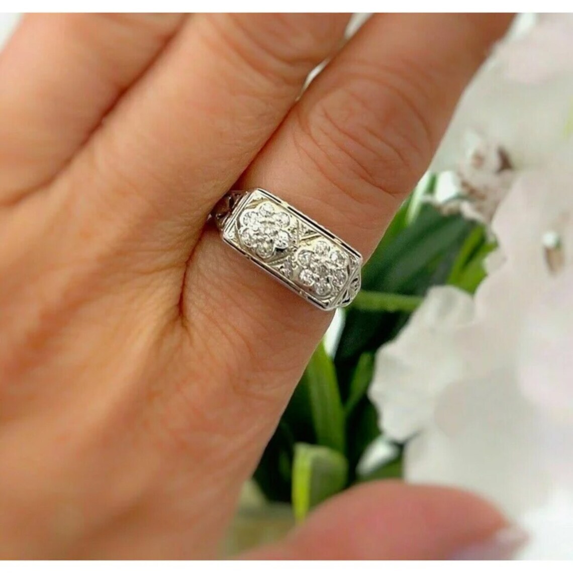 1/2CTW White Round Cut CZ Antique Style Art Deco Engagement Ring In 925 Silver