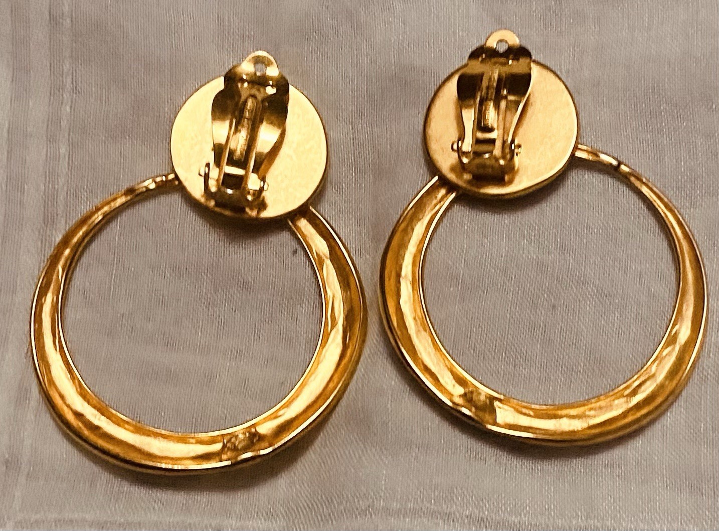 Robert Lee Morris Gold Wash Door Knocker Earrings Vintage RLM Statement Clip