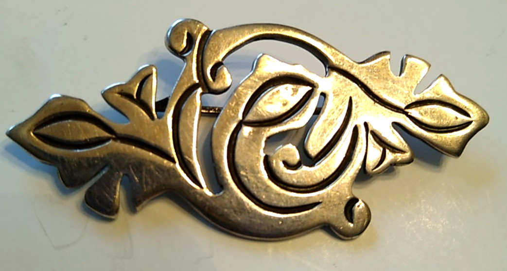Vintage Taxco Sterling Silver 980 Leaf Brooch Pin Mexico Signed A