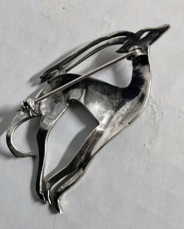 Sterling Silver Rare 925 Antique Antelope/White Stag Marcasite Brooch/Pin