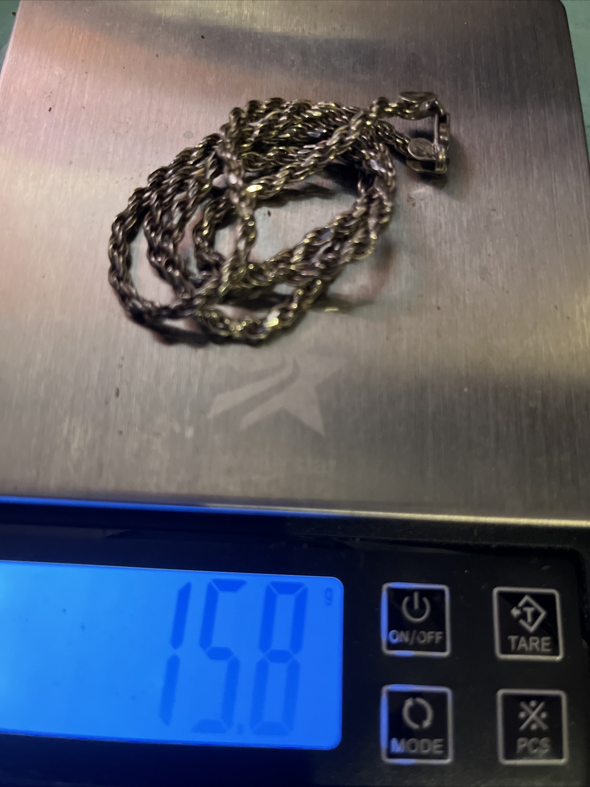 Vintage sterling silver rope chain necklace lobster claw clasp 18 in 15.8 grams