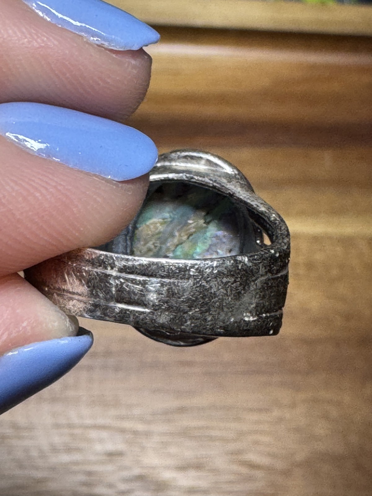 Vintage 925 Sterling Silver Possible Bismuth Ring Size 7 Large Stone Statement