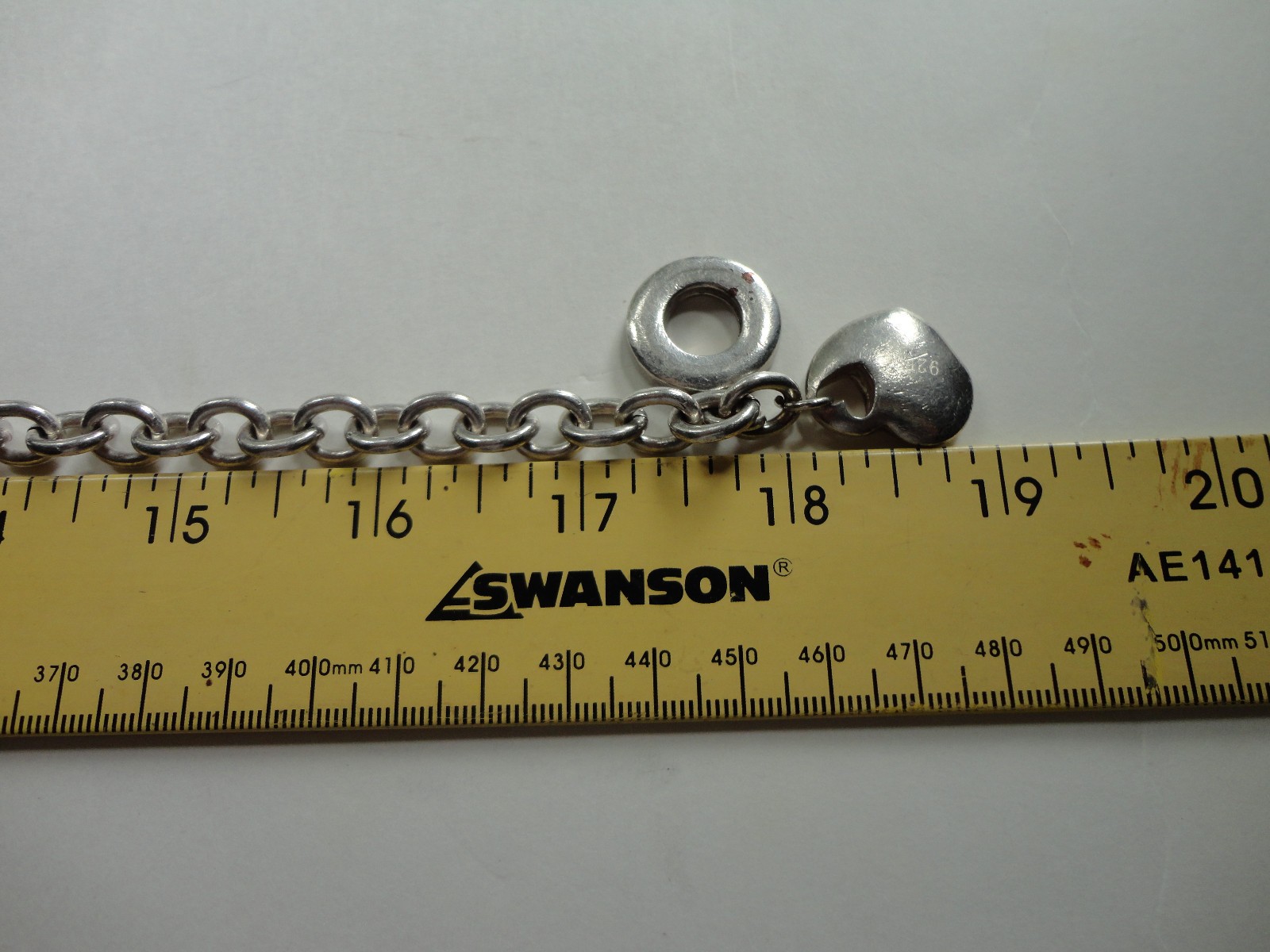 Antique 0.925 Sterling Silver Chain Heart Toggle Closure 73.1 grams 20 Inches
