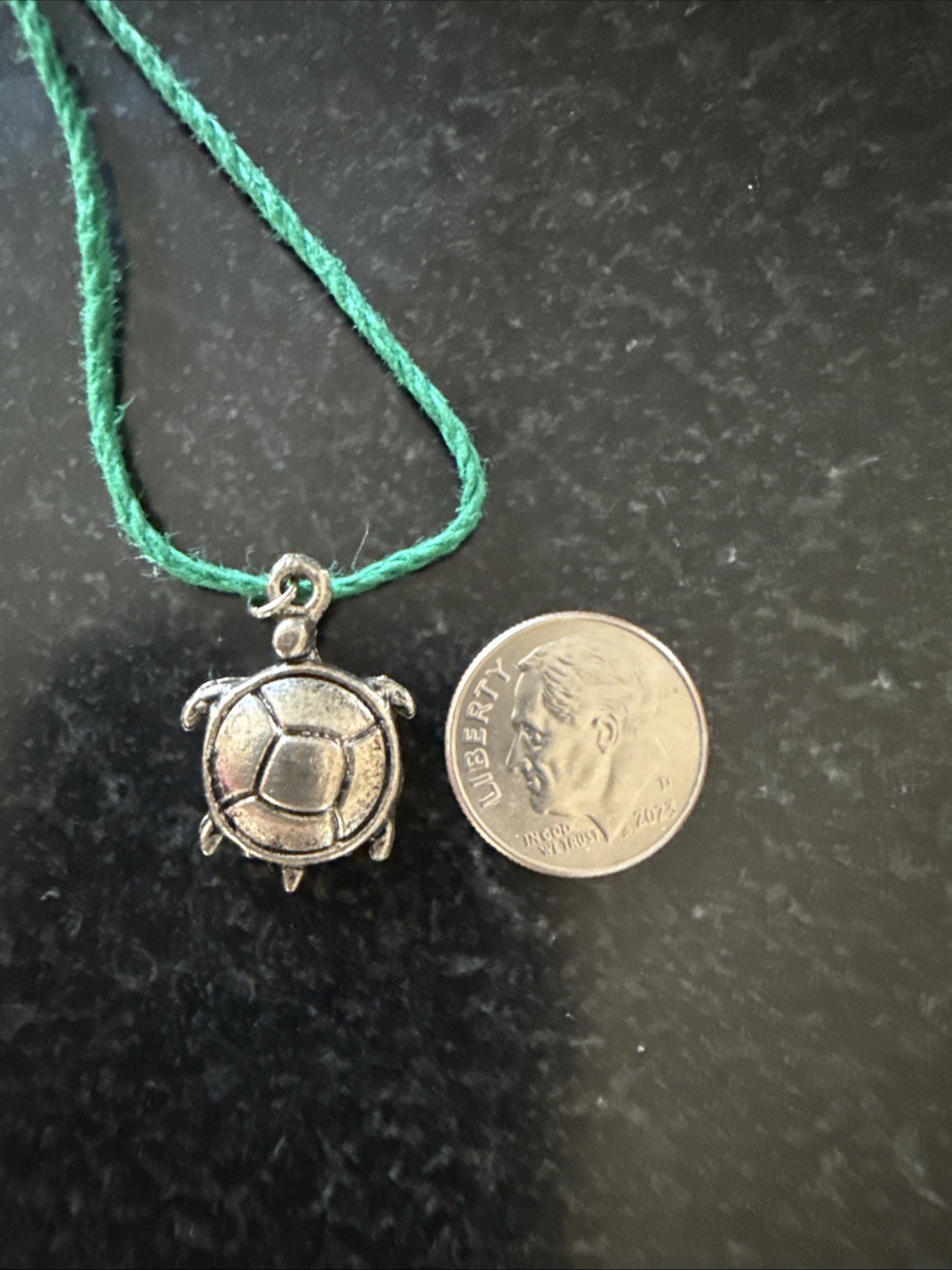 TURTLE CHARM Dainty Necklace Hemp Cord Boho Beach Ocean Tibetan Silver Tone