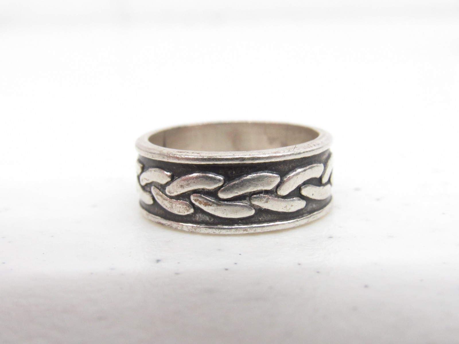 Vtg Taxco 5.3G Sterling Silver Twisted Rope 8mm Band Ring Sz 5.5